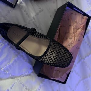 Nicole Miller Black Woven Flats